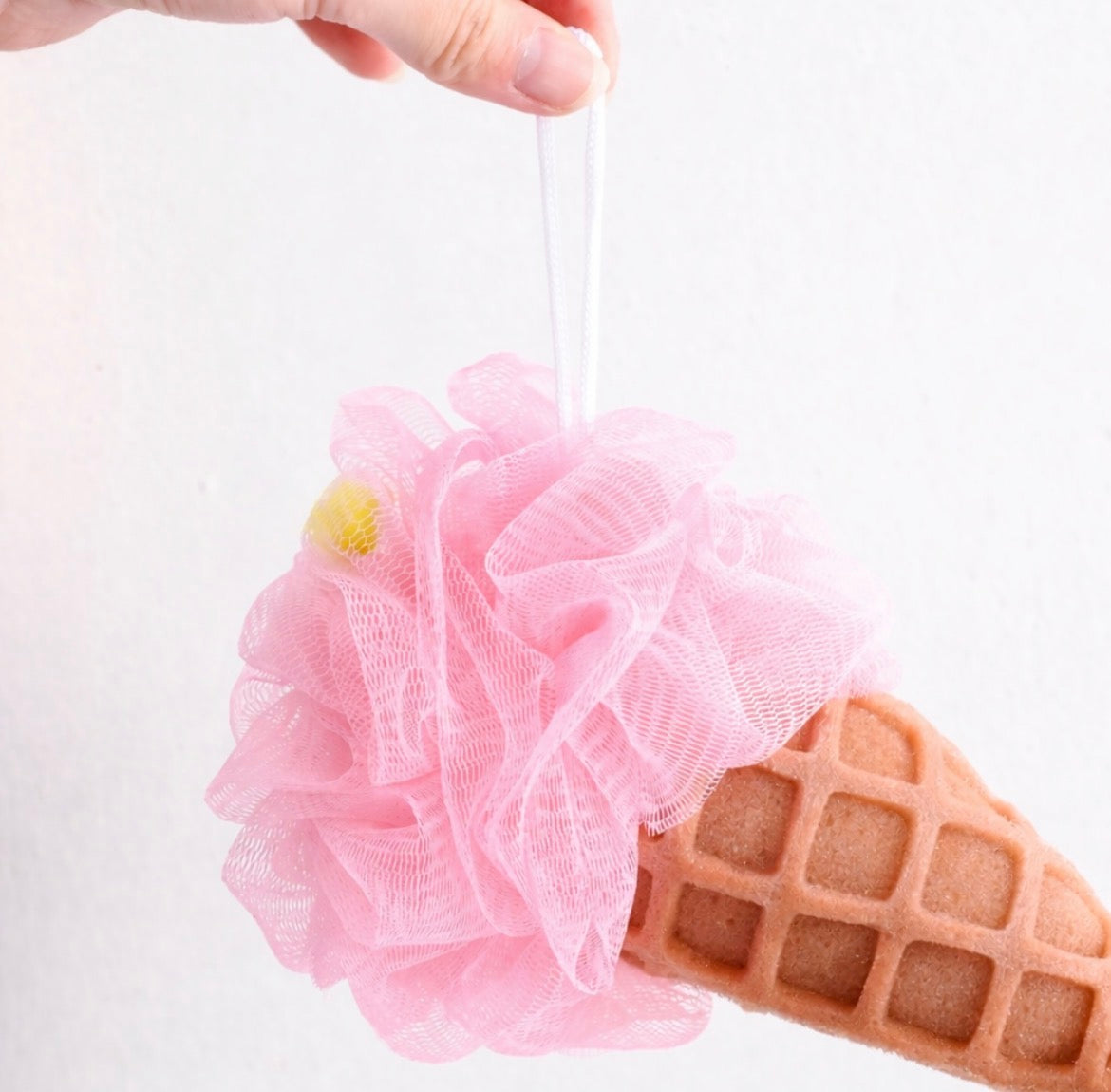Sweet Hearts Natural Skincare Ice Cream Cone Loofah Body Sponge Pink