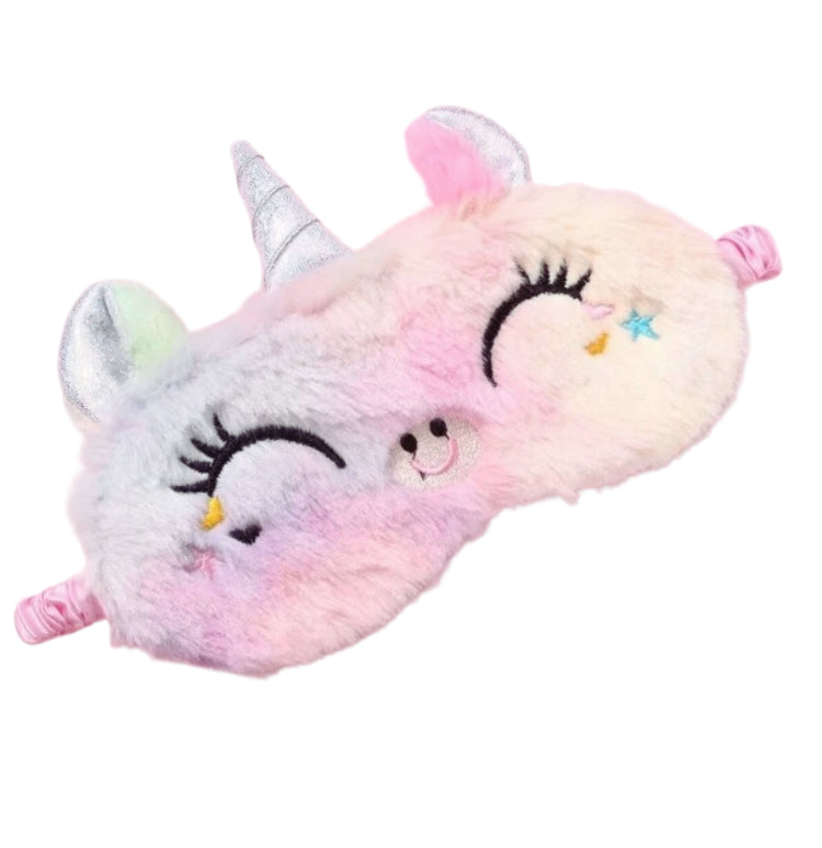 2-Pack Satin Unicorn Design Hair Bonnet Set With Bonus Unicorn Sleep Eye Mask