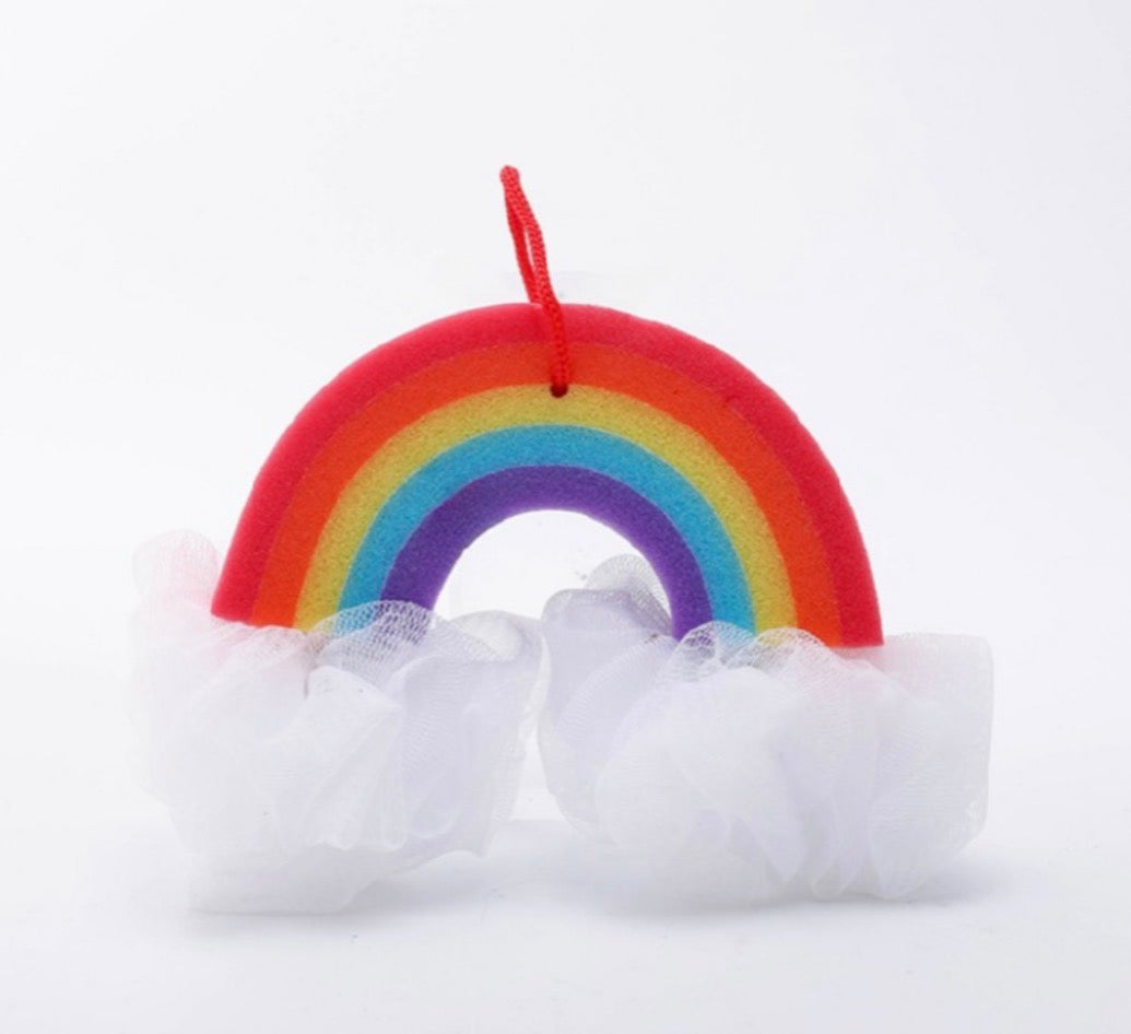 Sweet Hearts Rainbow Cloud Bath Sponge Loofah for Kids & Adults, Soft Colorful Exfoliating Shower Pouf