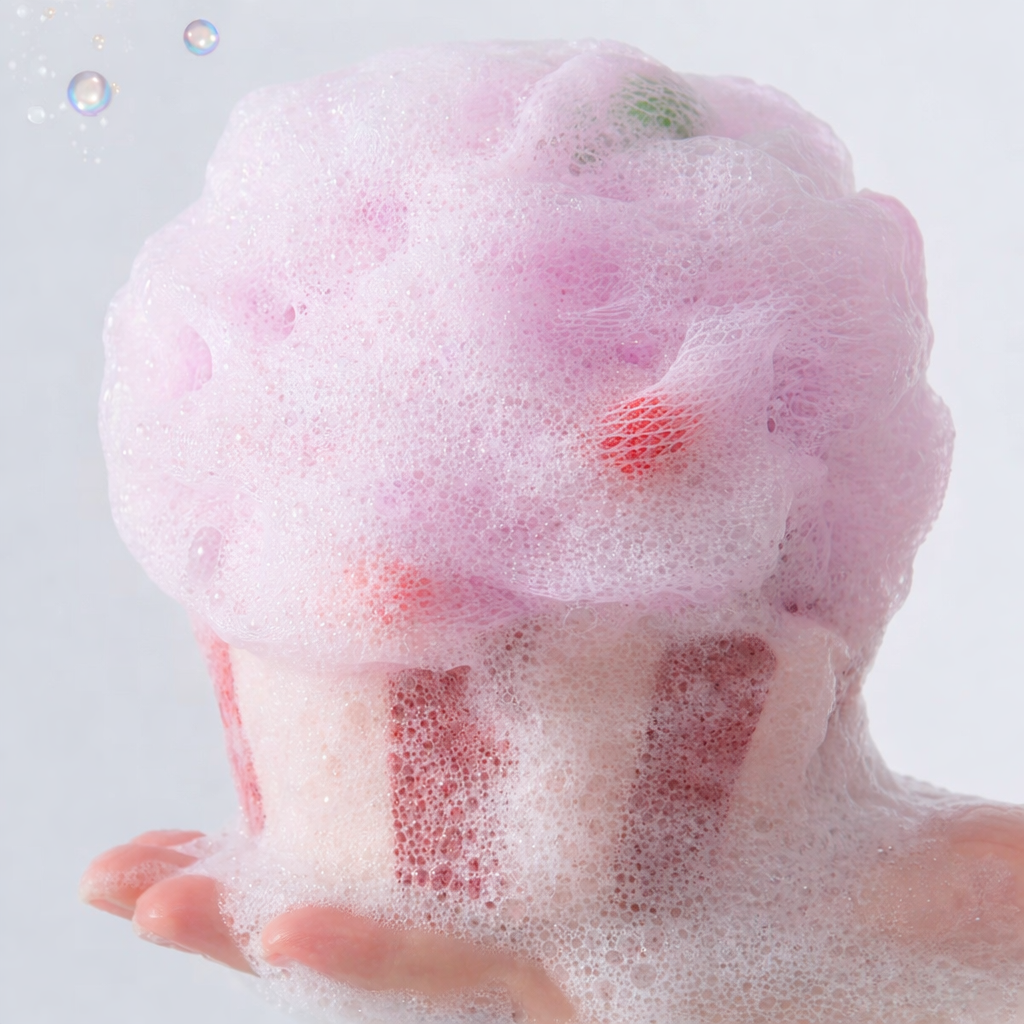 Sweet Hearts Natural Skincare Cupcake Design Exfoliating Bath/Shower Loofah, Body Sponge Pink