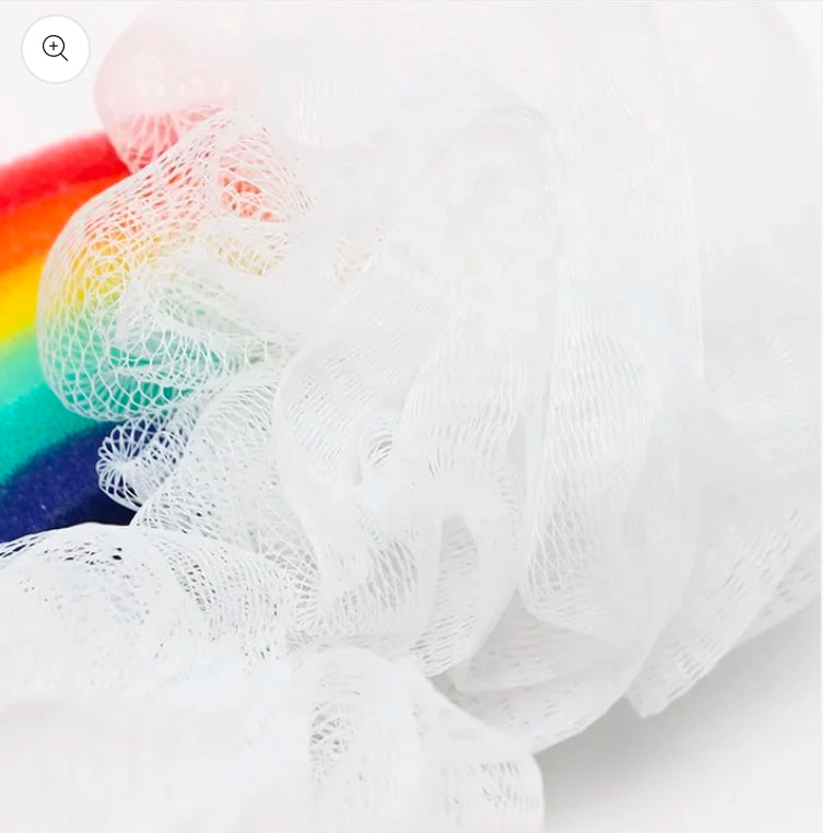 Sweet Hearts Rainbow Cloud Bath Sponge Loofah for Kids & Adults, Soft Colorful Exfoliating Shower Pouf