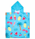 Sweet Hearts Cool Breeze Kids Hooded Poncho Towel – Blue Summer Treat, Pineapple & Beach Print – Soft Quick-Dry Bath, Beach & Pool Cover-Up for Kids