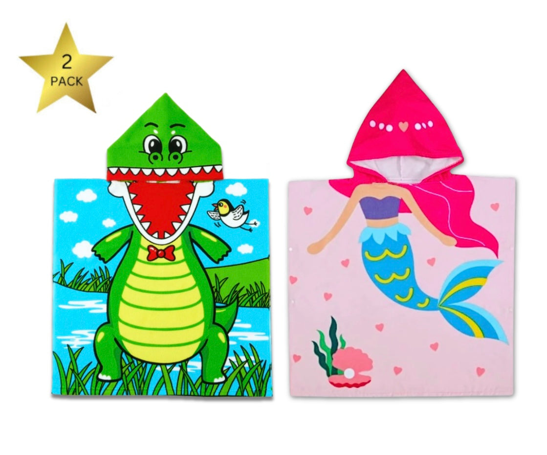 2- Pack Character Hooded Towel Sets